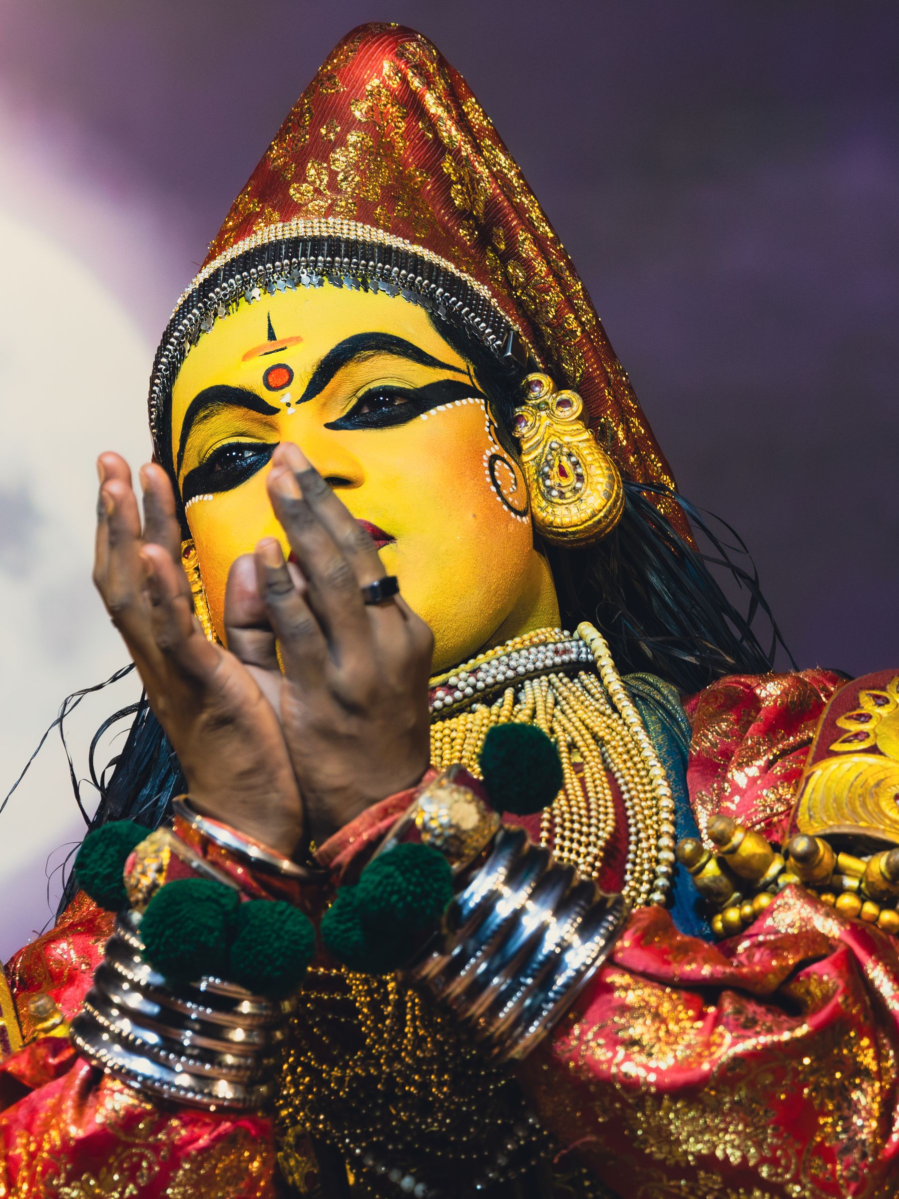 Kathakali Performer Gracefully Gesturing